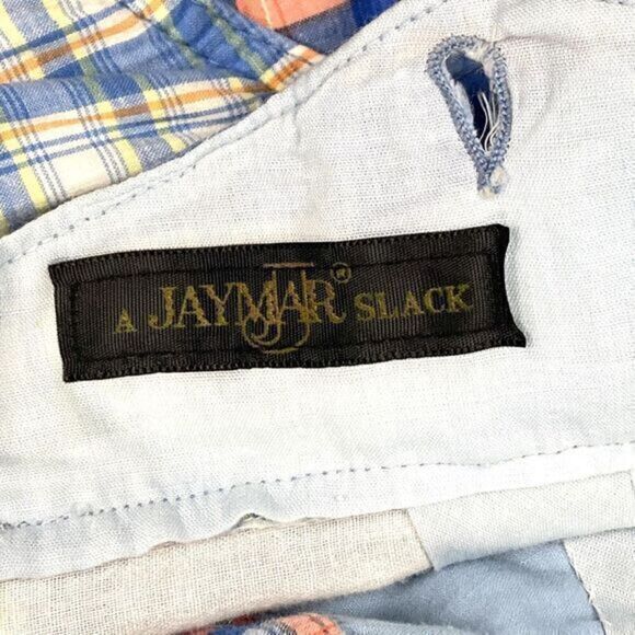 Jaymar Slack Madras Shorts Mens Sz M Blue Green Patchwork Vintage Preppy Summery - Picture 13 of 14